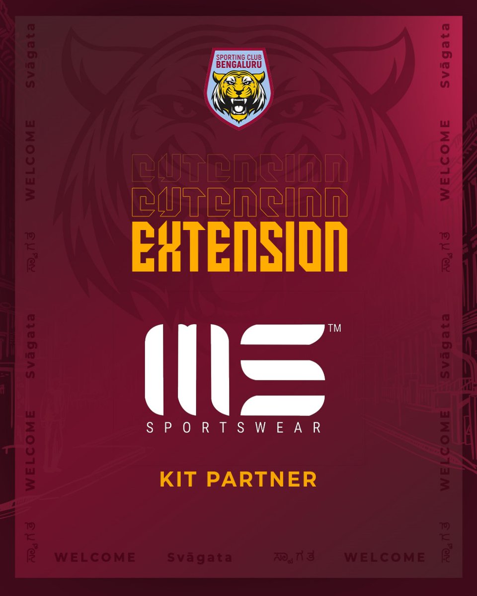 SCBengaluru's tweet photo. 𝗧𝗵𝗲 𝗷𝗼𝘂𝗿𝗻𝗲𝘆 𝗰𝗼𝗻𝘁𝗶𝗻𝘂𝗲𝘀!
 #Sportingclubbengaluru are delighted to announce the extension of partnership as kit partner with @ms_sportswear for the upcoming season 🤝

#SCB #WearMS #GoldenTigers #extensions #IndianFootball #Partnership https://t.co/3zAbksdGux