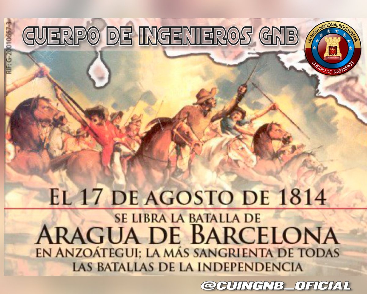 🗓️La Batalla de Aragua de Barcelona fue un enfrentamiento militar librado en el contexto de la Guerra de Independencia de Venezuela el #17Ago de 1814 entre las fuerzas de la Segunda República de Venezuela y del Imperio español.💂🇻🇪
.<a href="/ElioEstrada18/">MG. Elio Estrada Paredes</a>