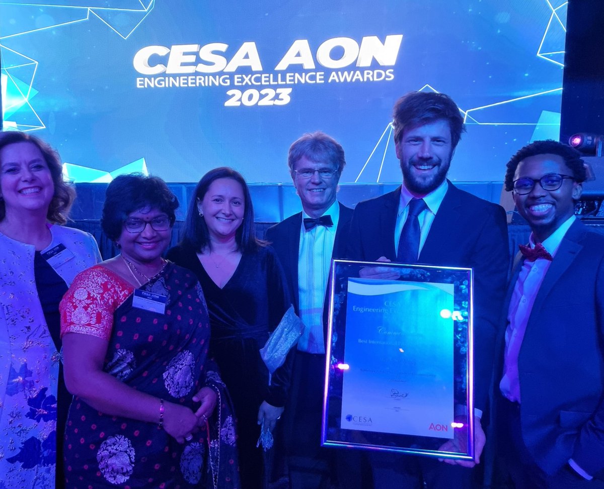 mpamot's tweet photo. Congratulations to Nikos, Faatimah, Trevor, Anel and Laurie for winning a commendation for the best international project of the year at the CESA AON Awards for the Beitbridge Border Post upgrade and modernisation project. https://t.co/Sn1r3rrjBV