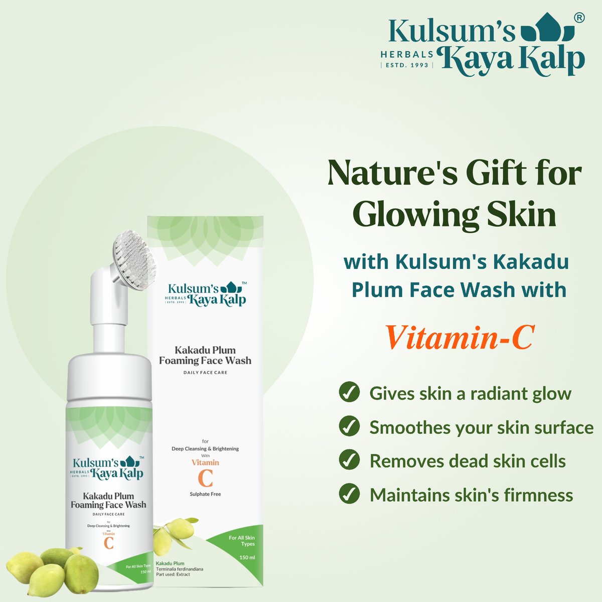 Elevate your skincare ritual with the brilliance of Kulsum's Kakadu Plum Foaming Face Wash. Infused with the natural radiance of Kakadu Plum, this foaming cleanser is a symphony of nourishment and gentle cleansing! 🍃

#facewash #herbalfacewash #vitaminc #skincare #faceglow