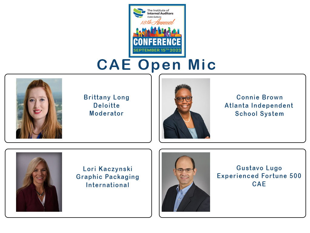 AtlantaIIA's tweet photo. TAC 2023 is hosting a CAE Open Mic Session.
To see the full agenda and register visit https://t.co/bc73FVqqLi
#iiaatlanta
#TAC2023 https://t.co/Im6oziGHEw
