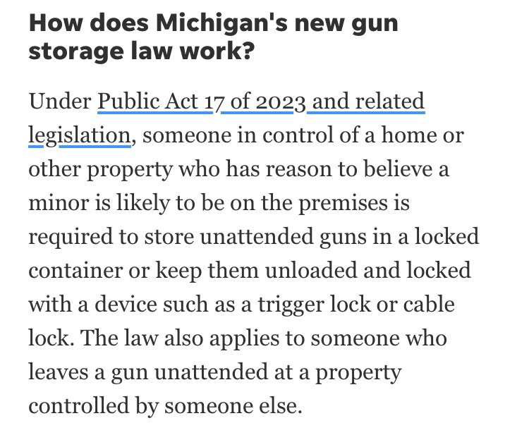 is_anyone_left's tweet photo. Here is info on the new gun safe storage laws passed in Michigan by Democrats in 2023. #safeStorageLaw https://t.co/5gY9eHsmVO