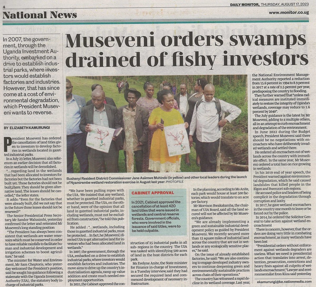 Achilles B Byaruhanga (@achillesbb) on Twitter photo According to the 2019 wetland status report by <a href="/min_waterUg/">MINISTRY OF WATER AND ENVIRONMENT 🇺🇬</a> , Uganda's wetland coverage has declined from 15.6% in 1994 to 8.9%in 2019. H.E <a href="/KagutaMuseveni/">Yoweri K Museveni</a> has issued several directives regarding #wetlands encroachment, why have these not achieved the desired effect? <a href="/nemaug/">National Environment Management Authority (NEMA)</a> According to the 2019 wetland status report by <a href="/min_waterUg/">MINISTRY OF WATER AND ENVIRONMENT 🇺🇬</a> , Uganda's wetland coverage has declined from 15.6% in 1994 to 8.9%in 2019. H.E <a href="/KagutaMuseveni/">Yoweri K Museveni</a> has issued several directives regarding #wetlands encroachment, why have these not achieved the desired effect? <a href="/nemaug/">National Environment Management Authority (NEMA)</a>