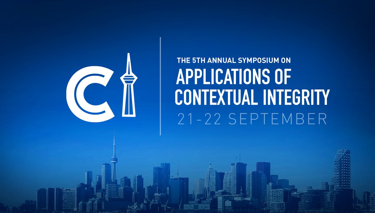 Join us in September for the 5th annual CI symposium!

privaci.info/symposium/2023…

We can't wait to see you in Toronto!

#privaCI #ContextualIntegrity #privacy 

(logo  credit: Michael Byrne <a href="/dlicornelltech/">Digital Life Initiative @ Cornell Tech</a> )
