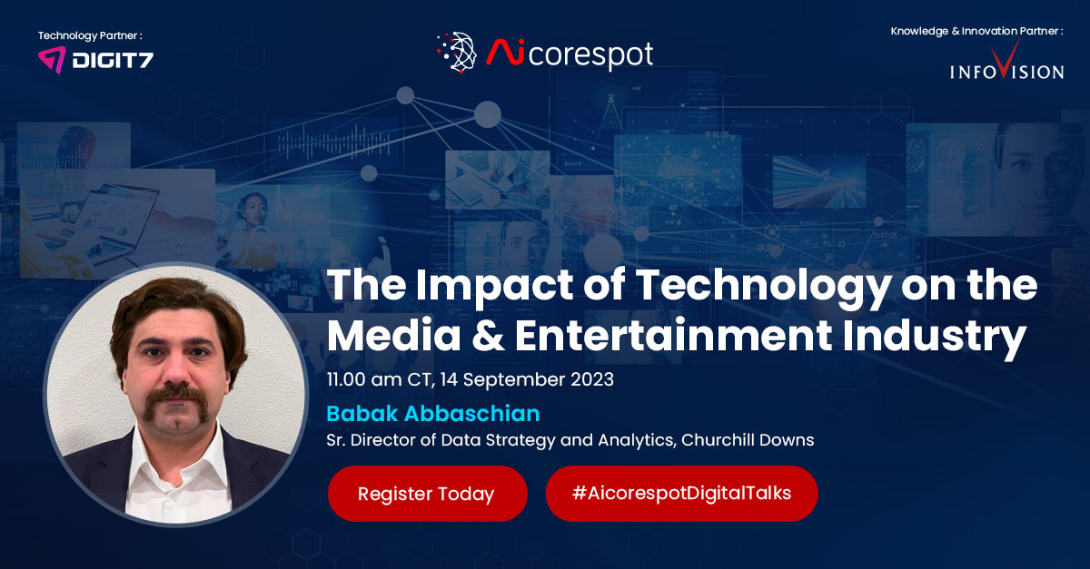 🚀 Join the conversation on Sep 14th at 11:00 am CT as we dive into 'Tech's Impact on Media & Entertainment' with Babak Abbaschian, Sr. Director of Data Strategy at @ChurchillDowns. 🎙️🎥

🎟️ Reserve your spot: live.zoho.in/w8gio5Qdaj

#MediaAndEntertainment #AIinMovies