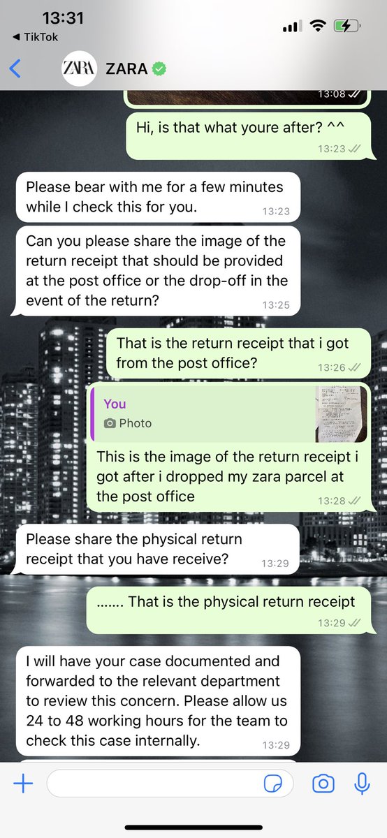 lemonfish8's tweet photo. @ZARA going round the houses with your support team after you’ve not refunded me one of the items i sent back in a return. Ive been told my case will be reviewed internally twice now - ive done everything correctly for you and now im down £50 for no reason?! https://t.co/chDIAyUO8k