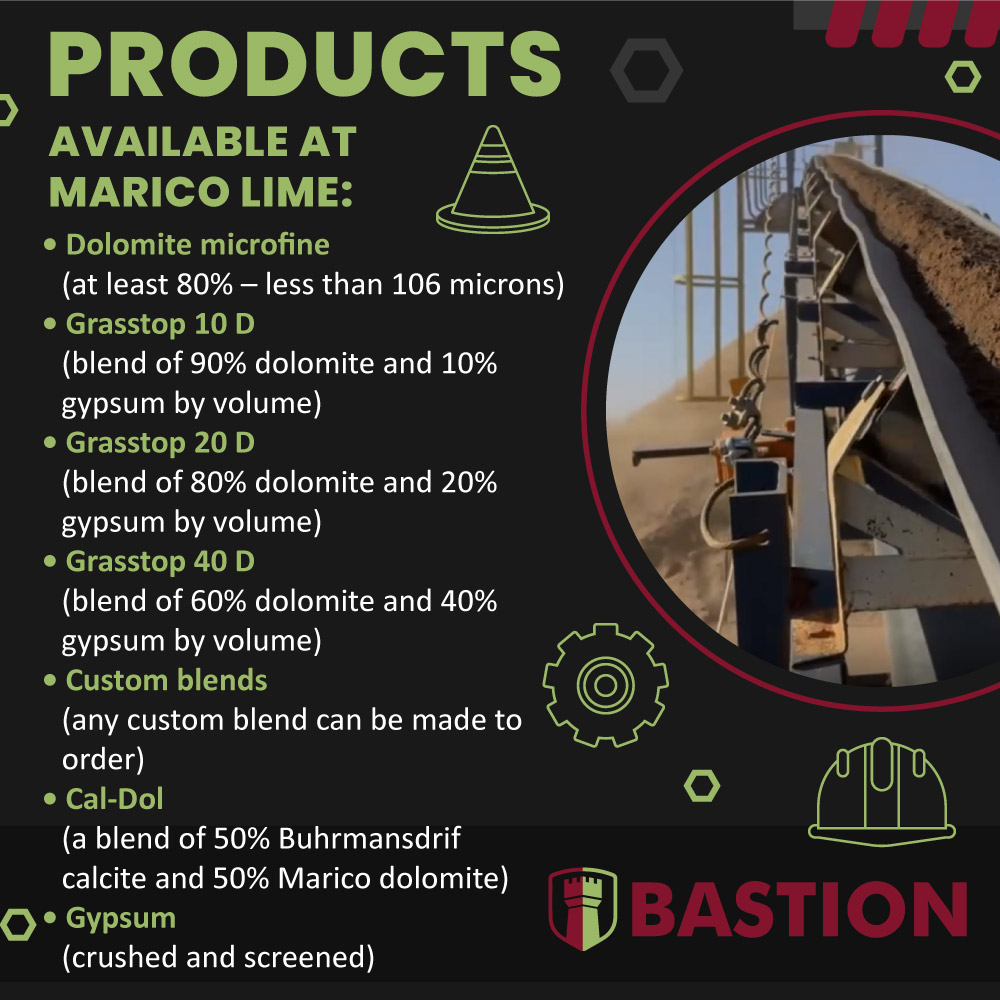 Bastion Marico is located approximately 20 km south of Zeerust and produces a high quality microfine dolomitic lime which is great for acidic soils.
Have a look at our product offering here 👇.

#Bastion #Marico #TheBastionPlants #Lime #AcidicSoil #BastionMarico