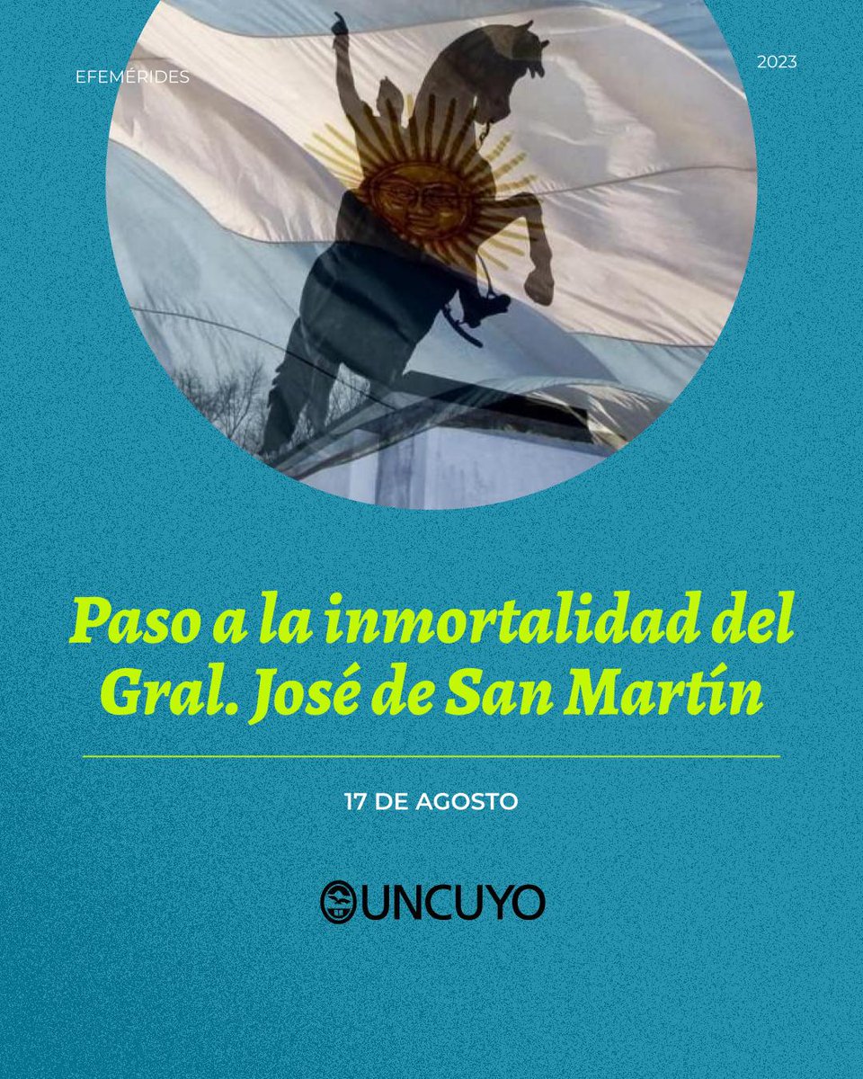 🇦🇷 Recordamos a un gran líder y héroe nacional, General José de San Martín, en el aniversario de su paso a la inmortalidad.
Su valiente lucha por la independencia de Argentina y de toda América sigue inspirándonos. 
¡Honremos su legado!
📆 Efemérides 17 de agosto