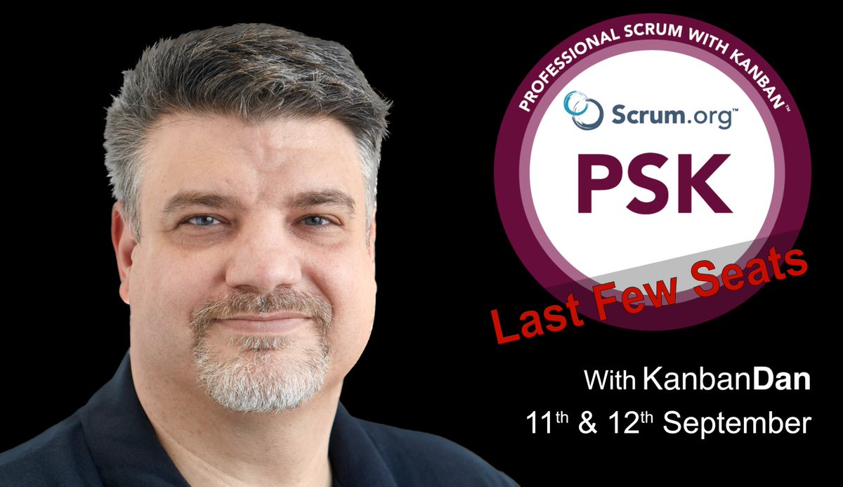Want to learn how to add #Kanban to your #Scrum implementation?  I have a few remaining seats on my Professional Scrum with Kanban class. Earlybird closes on 21st August, and I have a few remaining seats. Book at kanbandan.com/classes/