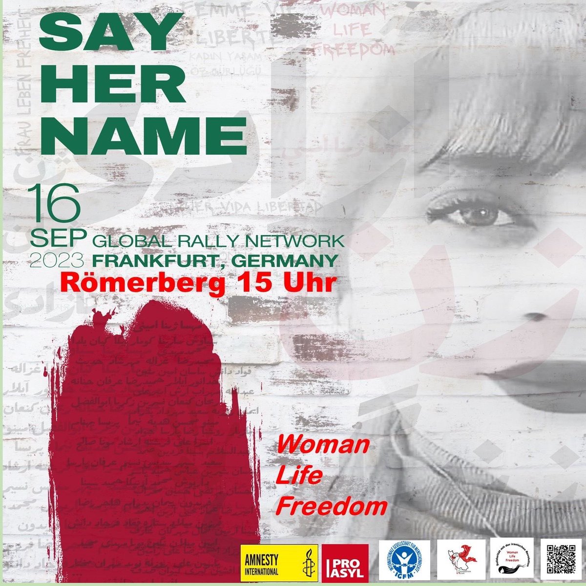 365 Tage sind vergangen! 365 Tage seit der Ermordung von Jina Mahsa Amini. Ihr Name ist zu unserem Schlüssel geworden. Und führt uns zum Sturz der Islamischen Republik. 
Zu Freiheit und Demokratie!

#iran #jinamahsaamini #WomenLifeFreedom #Saytheirnames #365days