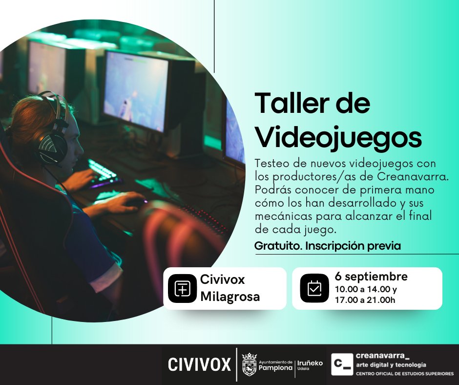 Creanavarra's tweet photo. ¡Testeo de videojuegos con sus creadores! Tendrás la oportunidad de testear videojuegos junto a sus creadores, alumnos de Creanavarra. Conocerás de primera mano cómo los han desarrollado y sus mecánicas, trucos, etc. para alcanzar el final de cada juego 👇https://t.co/du9vCvP01Q https://t.co/PdlaCYRyko
