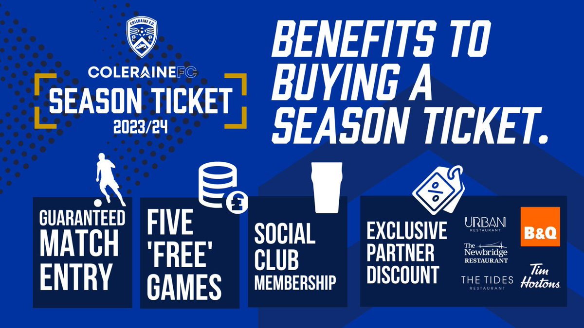 ColeraineFC's tweet image. 𝗦𝗘𝗔𝗦𝗢𝗡 𝗚𝗥𝗘𝗘𝗧𝗜𝗡𝗚𝗦

🔵 guaranteed match entry
🔵 savings
🔵 exclusive partner discount
🔵 supporting your local club

Be #InThatNumber and buy a season ticket for the 2023/24 campaign ⤵️ #COTB

👉 colerainefc.com/ticketing/
