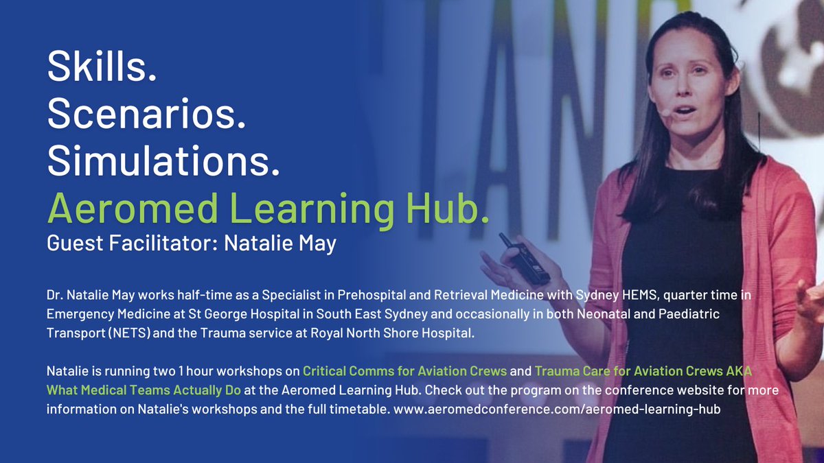 Aeromedical Society of Australasia (@aeromedsociety) on Twitter photo We are incredibly pumped by the uptake of our 1st Learning Hub ever at #Aeromed23!
Something we’re all looking forward to is <a href="/_NMay/">Natalie May</a> sharing about critical conversations - aimed invaluable for pilots, aircrew & clinicians. Come & be equipped & assured.
aeromedconference.com/aeromed-learni… We are incredibly pumped by the uptake of our 1st Learning Hub ever at #Aeromed23!
Something we’re all looking forward to is <a href="/_NMay/">Natalie May</a> sharing about critical conversations - aimed invaluable for pilots, aircrew & clinicians. Come & be equipped & assured.
aeromedconference.com/aeromed-learni…