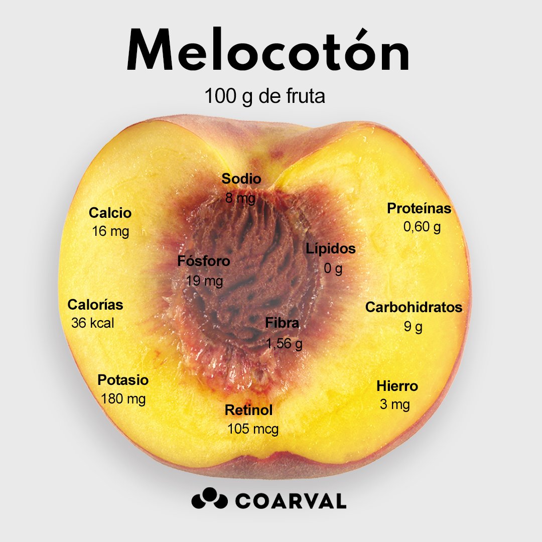 🤗🍑¿Sabías que la #fibra que contiene el #melocotón actúa como reguladora de las funciones digestivas? Influye en la selección y asentamiento de la flora intestinal, así como en la regulación de los niveles de glucosa y lípidos en sangre.

#coarval #frutales #proximidad #5aldia