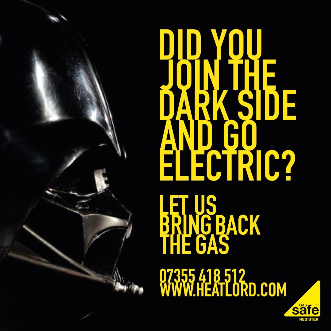 Hey Heatlings,

Don't let the power of the dark side draw you in.

Come back to the right side and bring Gas back to your home.

After all, we all know that only serious cooks use gas.

#gasengineer 
#gas 
#gashob 
#miltonkeynes