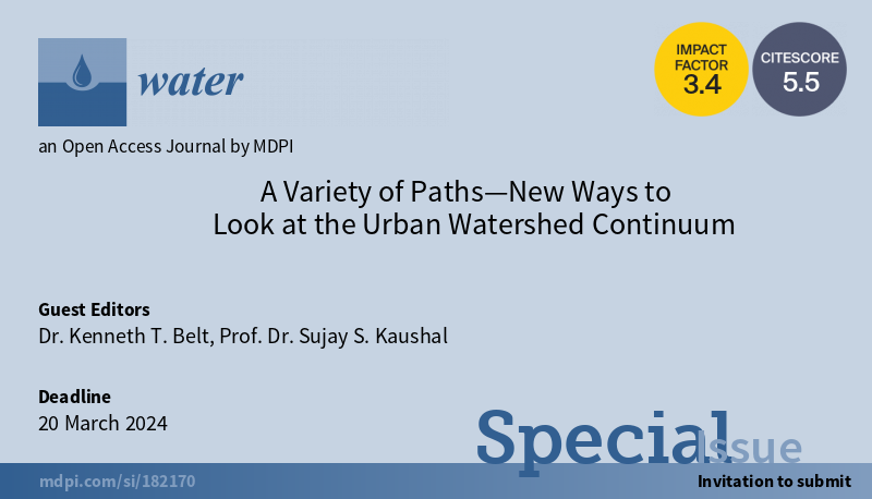 WaterHailey's tweet photo. 👏 New SI @Water_MDPI 

"A Variety of Paths—New Ways to Look at the #Urban #Watershed Continuum"  

📷Link: https://t.co/bKHxUvI9Io https://t.co/Id3E1Jy9BI