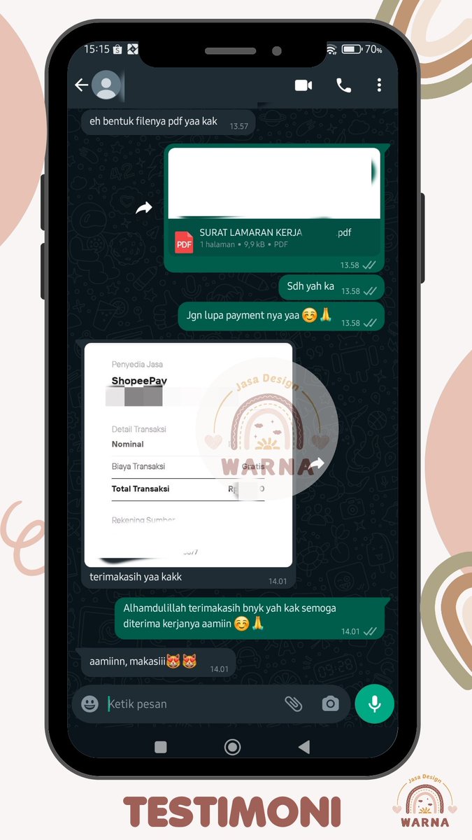 warnadesign_'s tweet image. Testimoni pembuatan surat lamaran pekerjaan in rush. Yg need bisa chat aku link di bio guys. Yukkk murah meriah cepat dan hasil memuaskan ✨🙏 #zonauang #suratlamaran #jokitigas