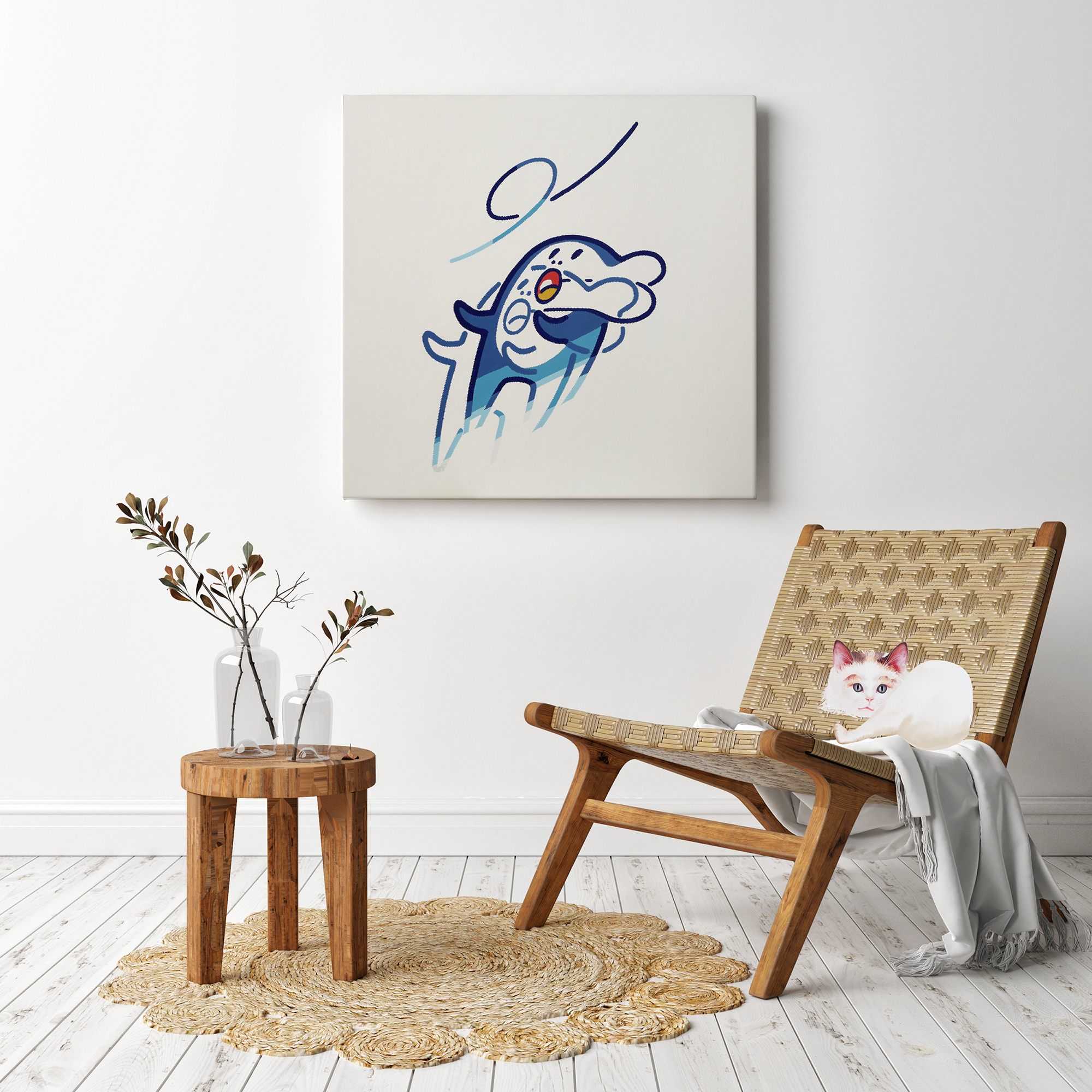【イルカ】【道の向こう】…アクリル画 Amazon | Amiiba クロスステッチ刺繍キット図案印刷済み 11ct