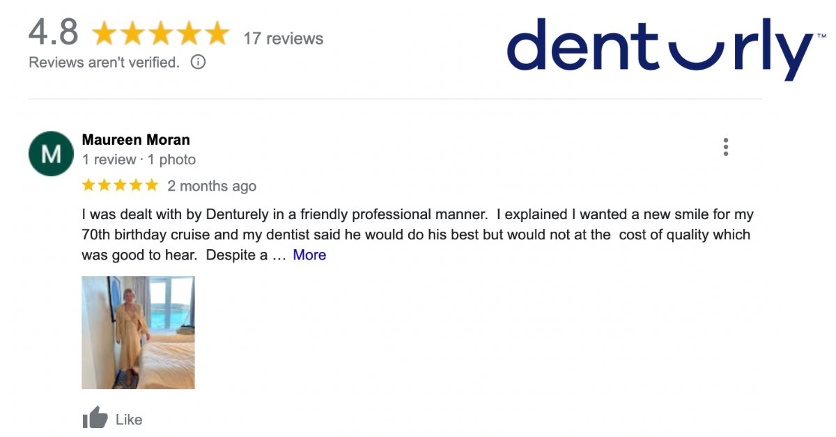 denturly's tweet photo. Thank you for all of your kind reviews.  We really appreciate the feedback.  Digital dentures are changing lives.  You can book your free consult at https://t.co/xEYrZ5dqrK at any of our 10 clinics. https://t.co/5XYKcAq2bI
