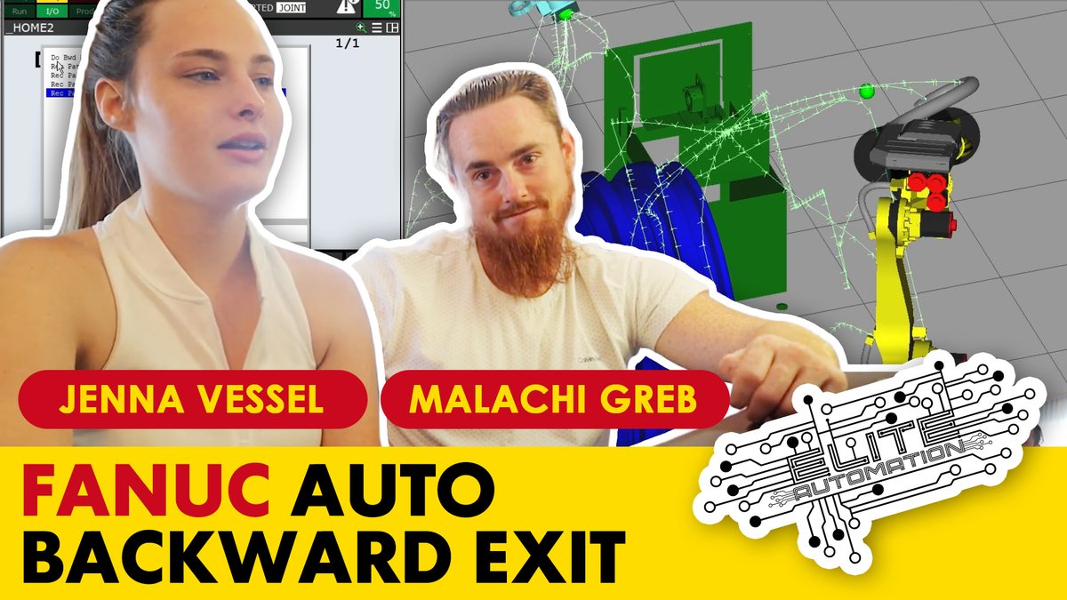 MalachiGreb's tweet image. Are you using FANUC robots? Check out the Roboguide video on Auto Backward Exit in the comments - a feature that records a path and retracts through it or can be used as a homing feature. Let me know if you want a video on any other roboguide topics! #FANUC #roboguide #youtube