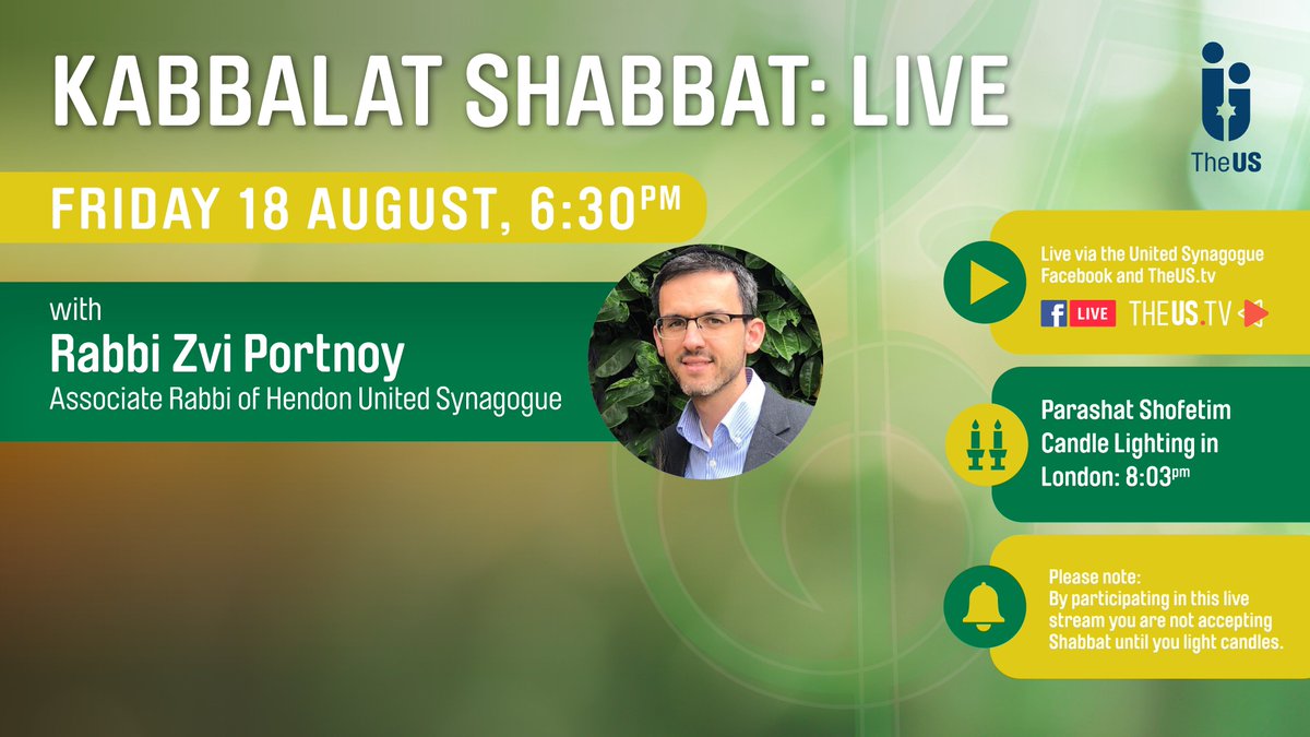 Join us tomorrow at 6:30pm as we prepare to welcome in Shabbat with Hendon United Synagogue’s Rabbi Zvi Portnoy! Watch it live here: theus.tv/kabbalat-shabb…