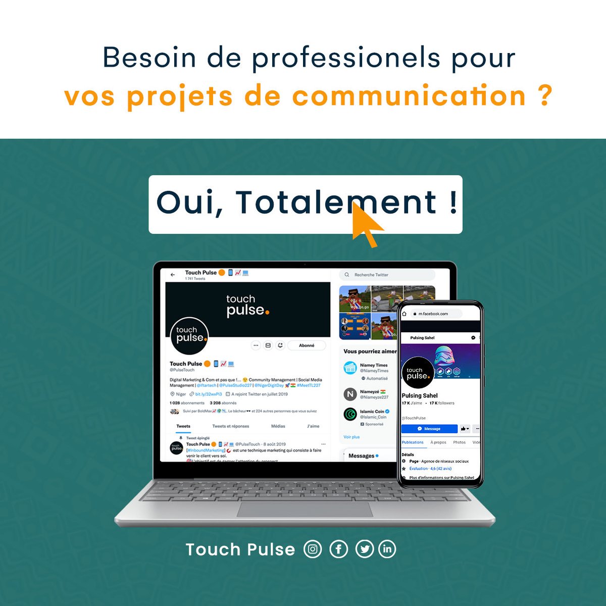 #Com360°

Pro ou pro vous n’avez pas le choix si vous souhaitez décoller 😉, vous êtes au meilleur endroit, optez pour le professionnalisme et l’expérience.
Embarquez avec l’agence qui vous offrira une communication sur-mesure, une communication 360°. 📞 90 28 97 45

#ComDigitale