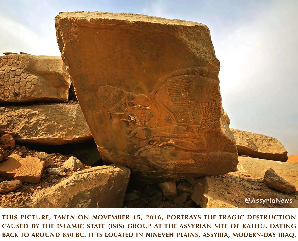 This picture, taken on November 15, 2016, portrays the tragic destruction caused by the Islamic State (ISIS) group at the #Assyrian site of #Kalhu, dating back to around 850 BC. It is located in #NinevehPlains, #Assyria, modern-day #Iraq.

   #mesopotamia #archaeology #history