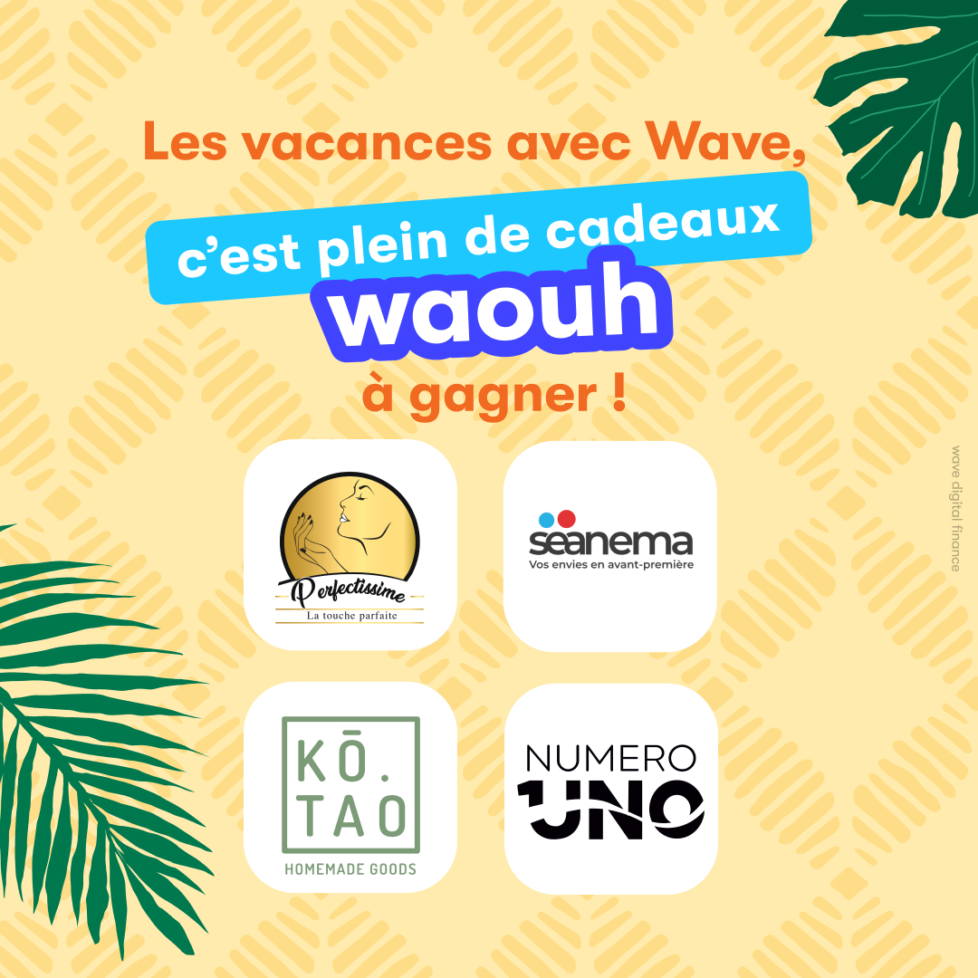 WaveSenegal's tweet photo. Suñu jeu "Summer Xeweul" dikati na ak 2ème éditon bi! 🎉
Cette année encore, du 21 août au 27 septembre, fais le plein de cadeaux avec Wave.
Bi yoon nak, deñuy fatt fepp : Facebook, Instagram ak sax Twitter !
Ñu doxaal, été bi neex ! ✨

#waveko #summerxeweul https://t.co/9g7ikwP0Qy
