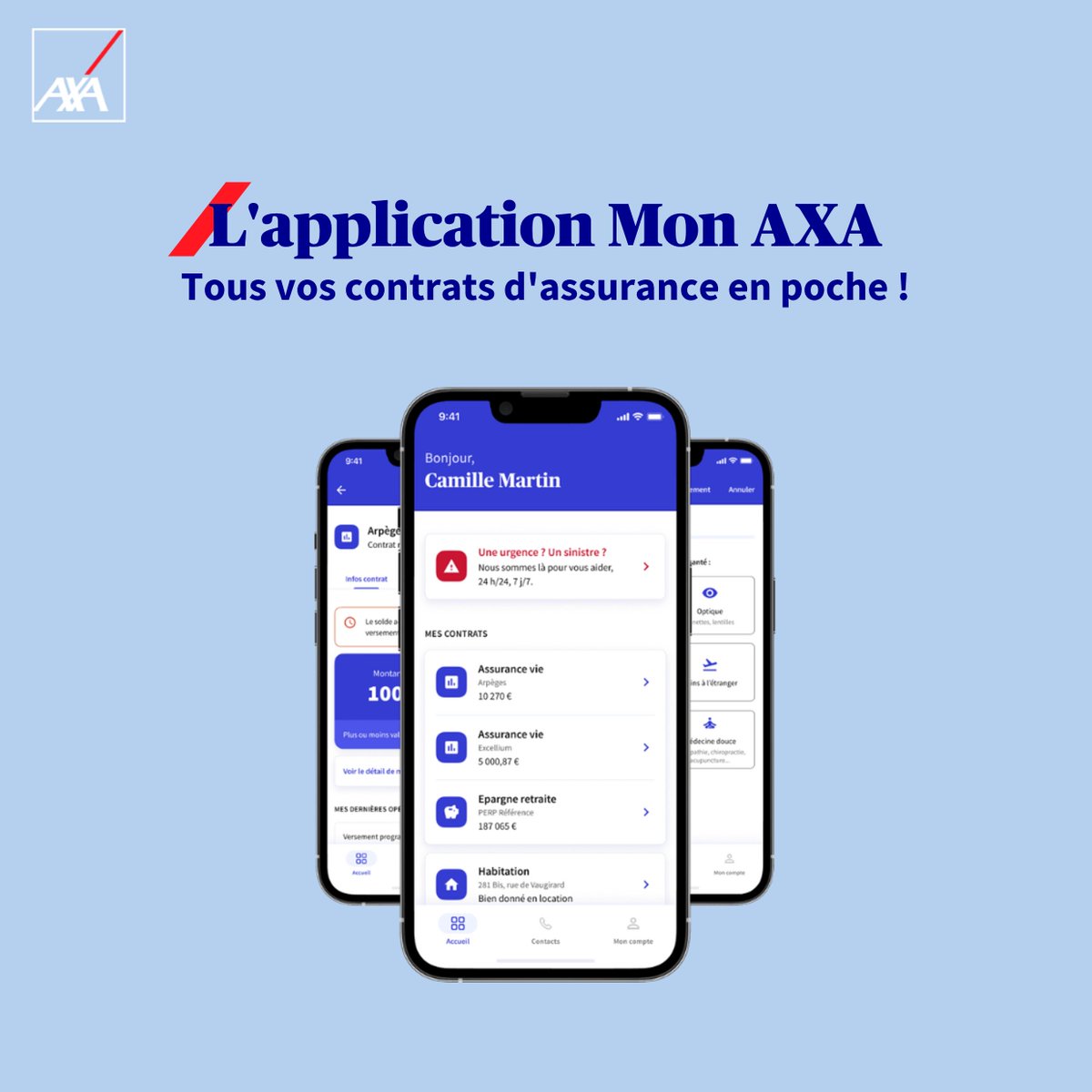 Retrouvez en un coup d'œil tous vos contrats d'assurance, documents et services AXA, à tout moment et n'importe où ✅

👉 axa.fr/espace-client/…

#application #assurance #monaxa #pub