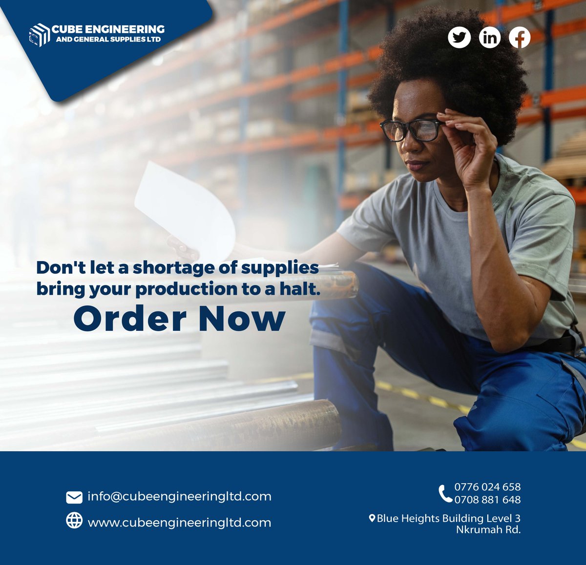 CubeEngineers's tweet photo. We are here to supply quality at affordable prices. Contact us for all your consumables and let's keep your operations rolling.
#CubeEngineers #CubeSupplies https://t.co/16NrRWUlFd