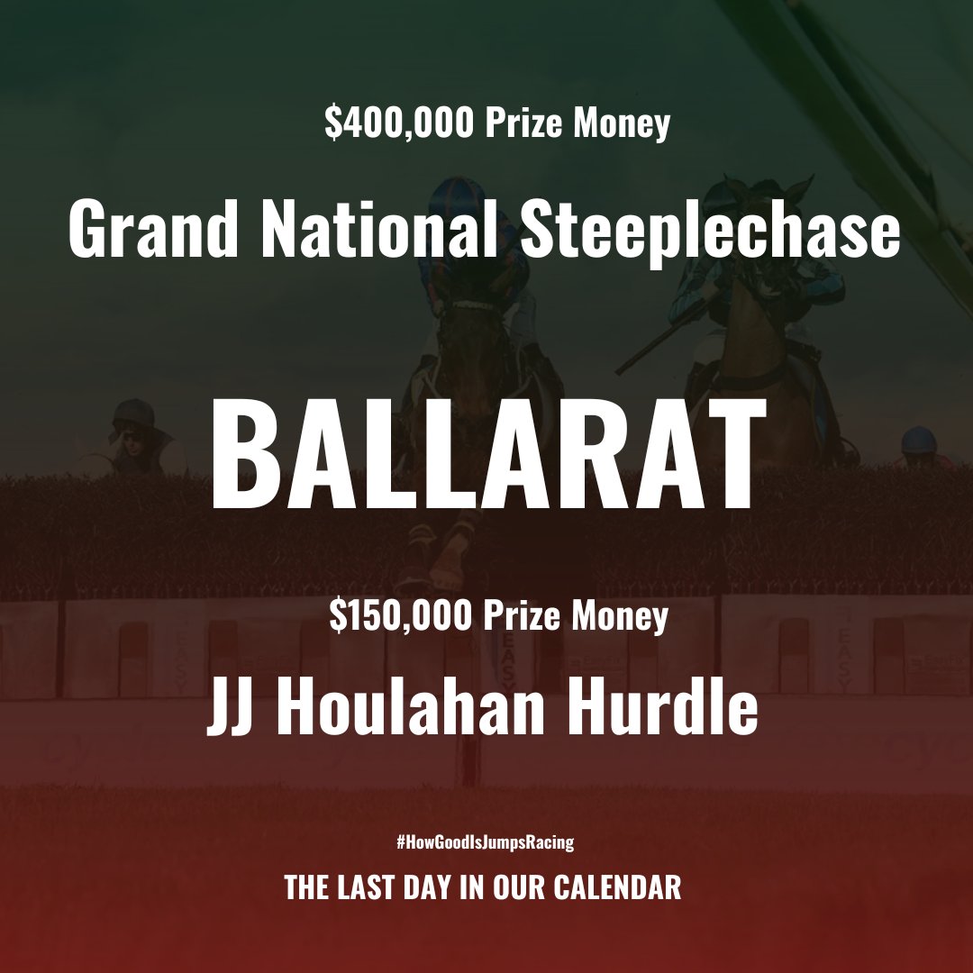 AusJumpsRacing's tweet photo. The 27th of August marks the last day in our jump calendar.
It's been a fantastic season, and we can't wait for the Grand National to close out another year.
#HowGoodIsJumpsRacing https://t.co/lKCVckPKiT