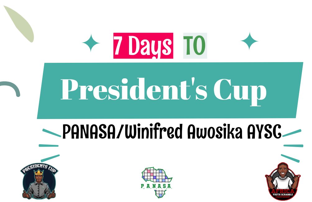 PANASAScrabble's tweet photo. Africa, we have 7 Days to the maiden continental President' Cup & PANASA/Winifred Awosika Foundation Africa Youth Scrabble Championship, AYSC.
#RoadtoLagos #PANASA #Scrabble #ScrabbleinAfrica #WinifredAwosika #AYSC2023 #PresidentsCup2023
@VAWA_FOUNDATION https://t.co/mOKeFnnCMc
