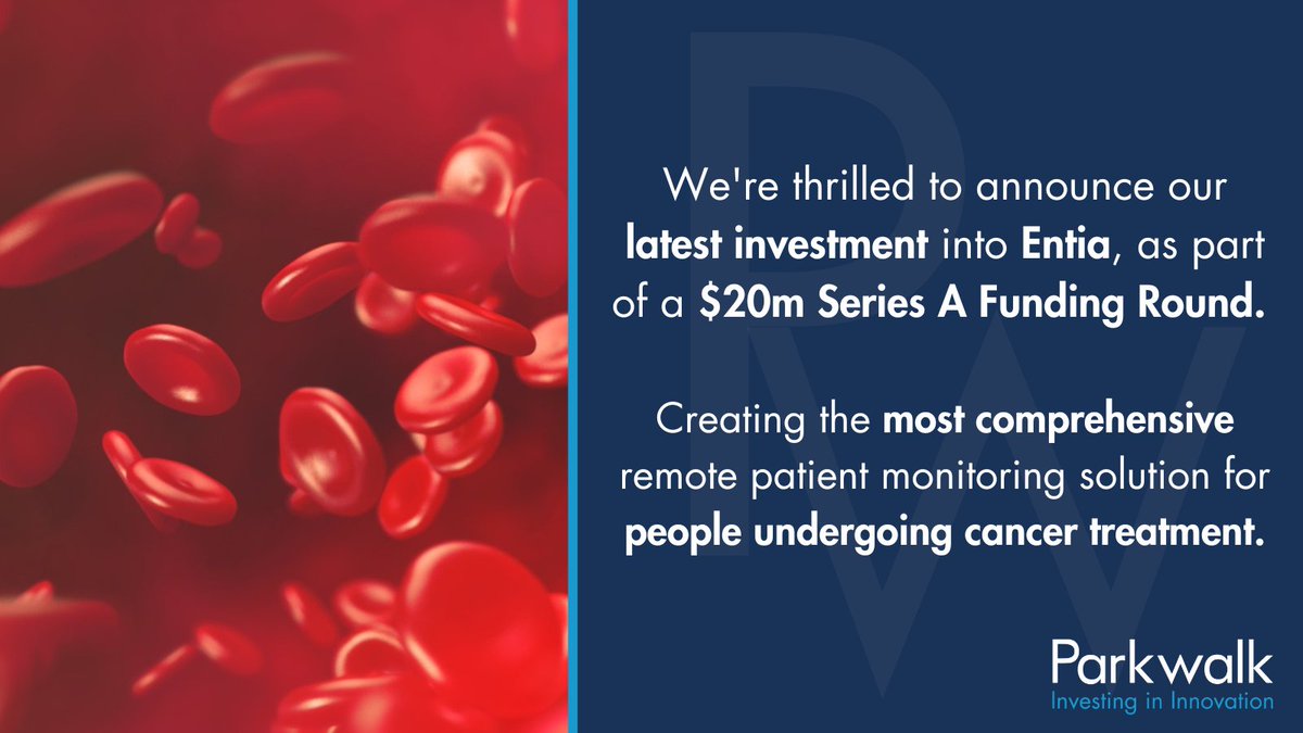 Parkwalk_VC's tweet photo. Funding Round Announcement 🚨 Thrilled to announce our latest investment into @entiahealth as part of a $20m series A funding round.

The funding round will launch the world’s comprehensive monitoring solution for people undergoing cancer therapy: https://t.co/qvFJmfk4Rd https://t.co/lb6Gd5DMwT