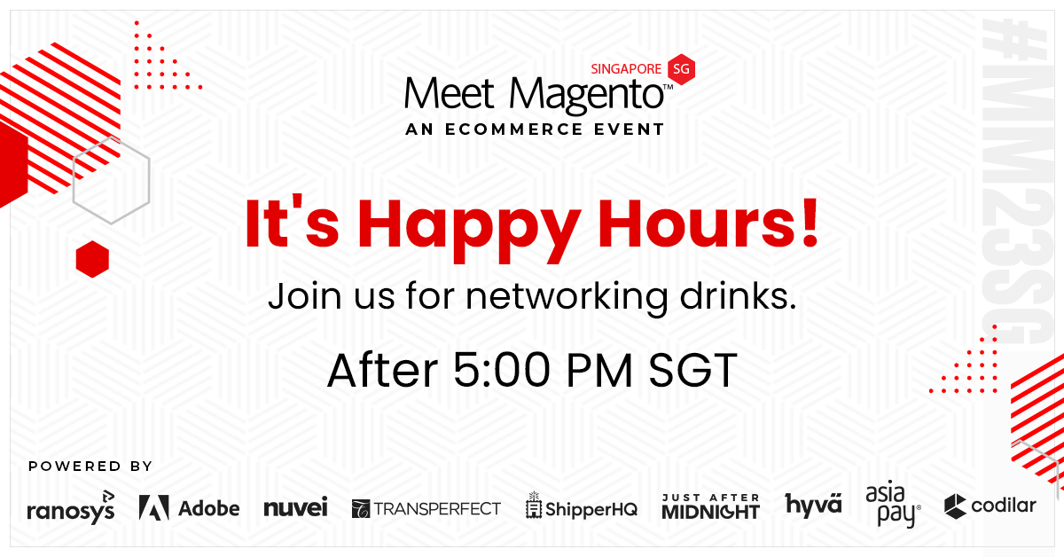Meet Magento Singapore (@meetmagentosg) on Twitter photo This marks the conclusion of an insightful day!
Join us for Networking Drinks, where you'll connect with fellow community members, exchange handshakes, and weave memorable relationships together.
Your presence is eagerly awaited!🥂
#MM23SG This marks the conclusion of an insightful day!
Join us for Networking Drinks, where you'll connect with fellow community members, exchange handshakes, and weave memorable relationships together.
Your presence is eagerly awaited!🥂
#MM23SG