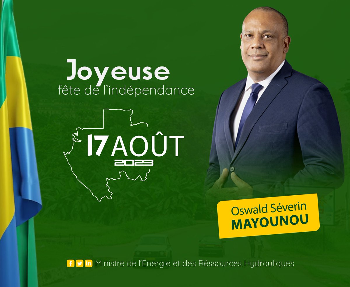 OfficelOswald's tweet photo. Que nos cœurs battent au rythme de notre fierté nationale en ce jour de commémoration du 63eme anniversaire de la souveraineté nationale de notre pays. 

 Joyeuse fête de l'indépendance à vous et à notre merveilleuse nation. 

 #IndependenceDay #Gabon #63ans https://t.co/vNm0Puldog