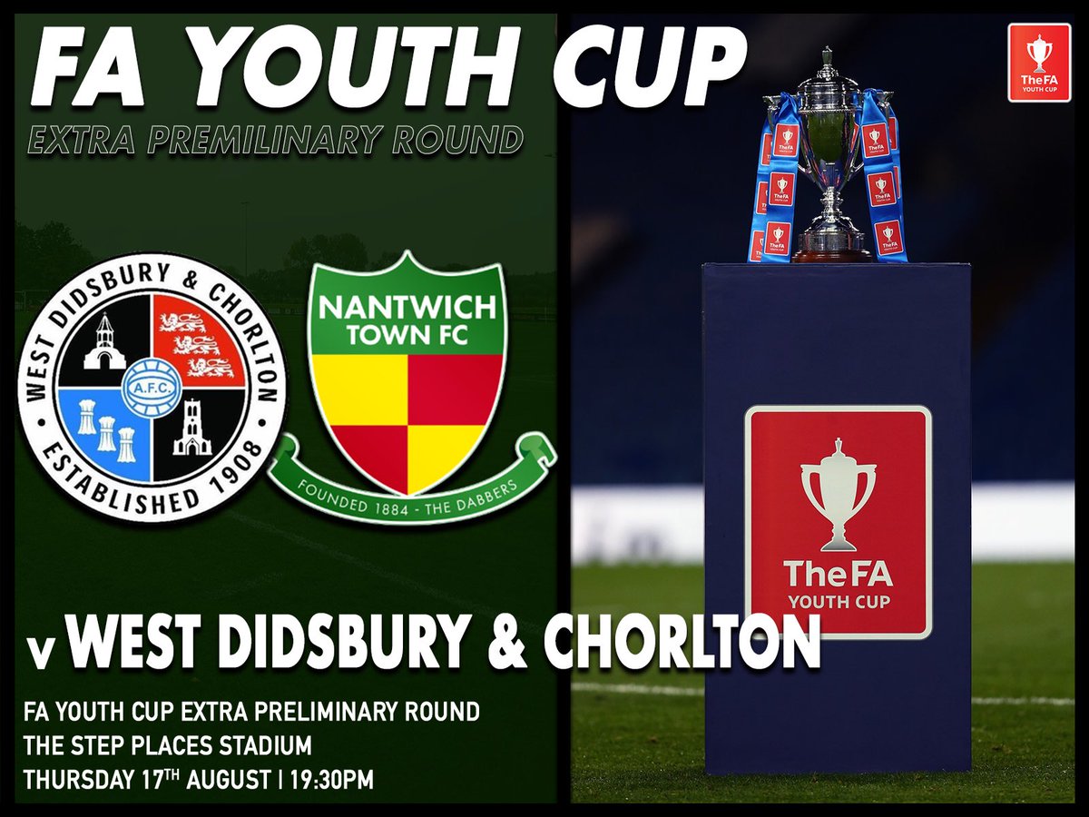 ⚽️ 𝗜𝗧’𝗦 𝗠𝗔𝗧𝗖𝗛𝗗𝗔𝗬

Our under 18s are in FA Youth Cup action this evening as they visit <a href="/WD_CFC/">West Didsbury & Chorlton</a>

🏟️ Step Places Stadium, M21 8FE
🗓️ 17/08/2023
⏰ 19:30
🎟️  £4 adults, £2 concessions, U16’s FREE

Good luck lads 👊

#UpTheDabbers💚