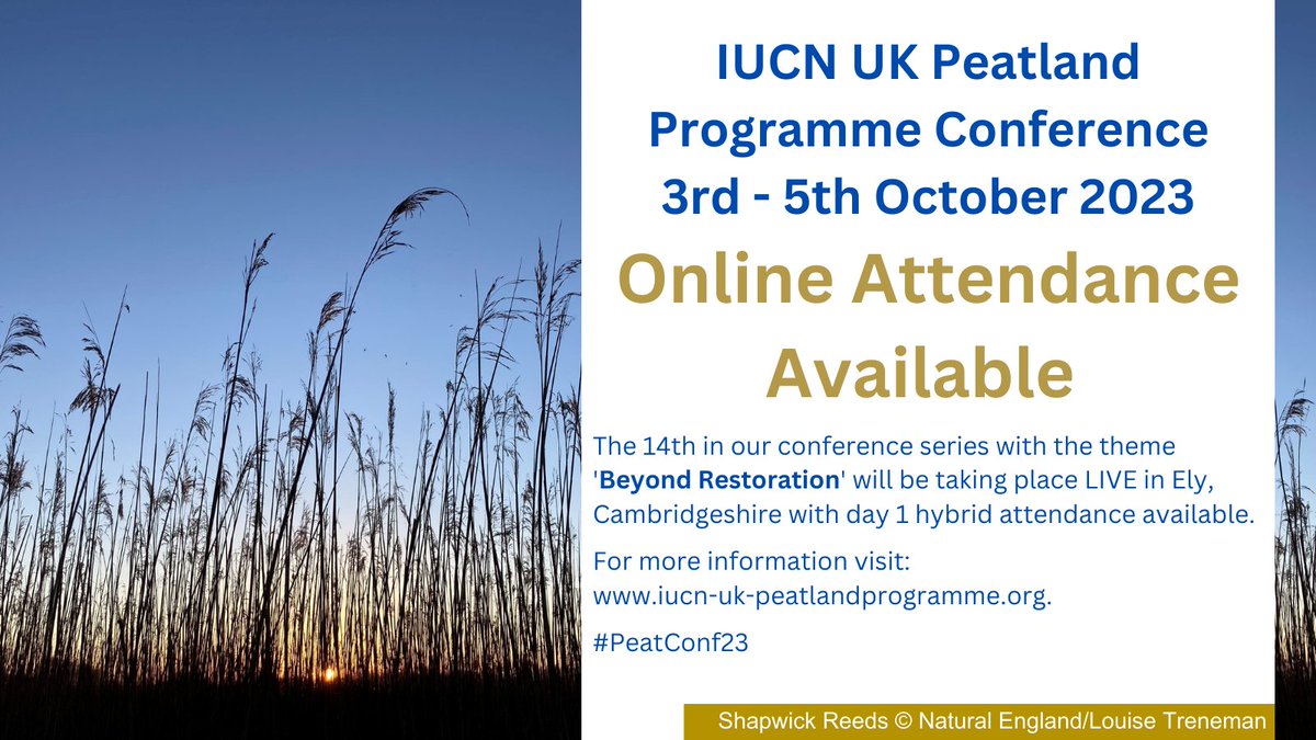 Unable to attend this years #PeatConf23? We will miss you but you can still join us online for the first day Plenary sessions wherever you are in the world! Register here ➡️ bit.ly/PeatConf23 #Peatlands #PeatTwitter