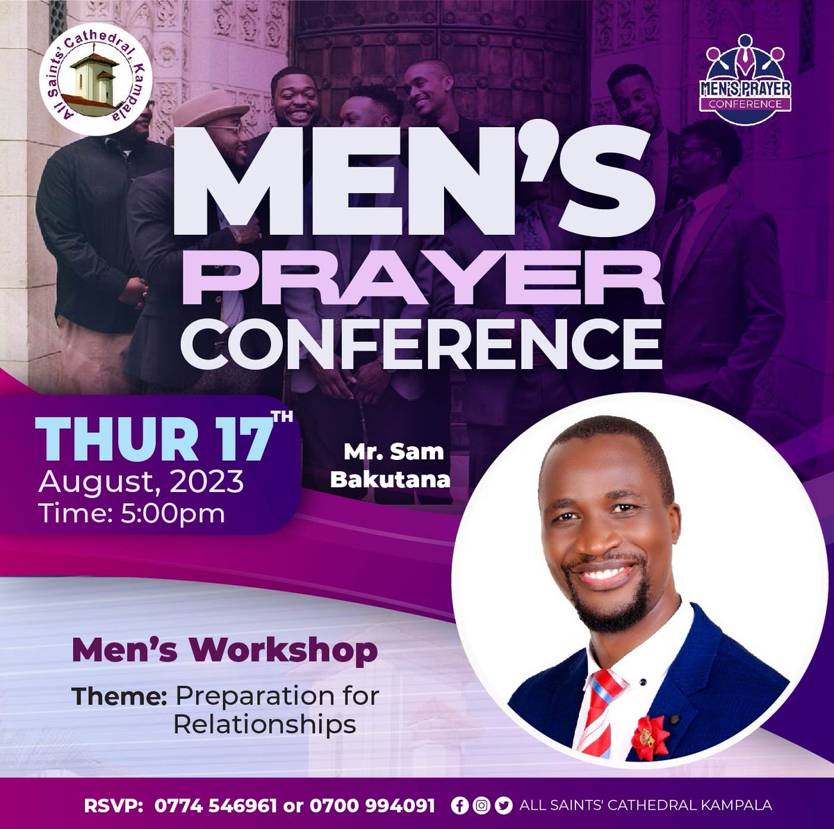 allsaintskla's tweet photo. All Men are invited for workshops for Singles, Marrieds, and Widowers during the Evening session physically at the cathedral TODAY (Thursday 17th August 2023) at 5pm EAT. Come with friend !!

#ASCKMensPrayerConf2023 #MPC4 https://t.co/OaKXMFofL5