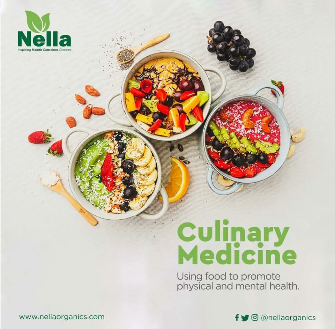 Nourishing from within: Where flavor meets healing. Discover the art of culinary medicine and savor a path to vibrant well-being. 🍴🌿 #NellaWellness #NourishYourHealth