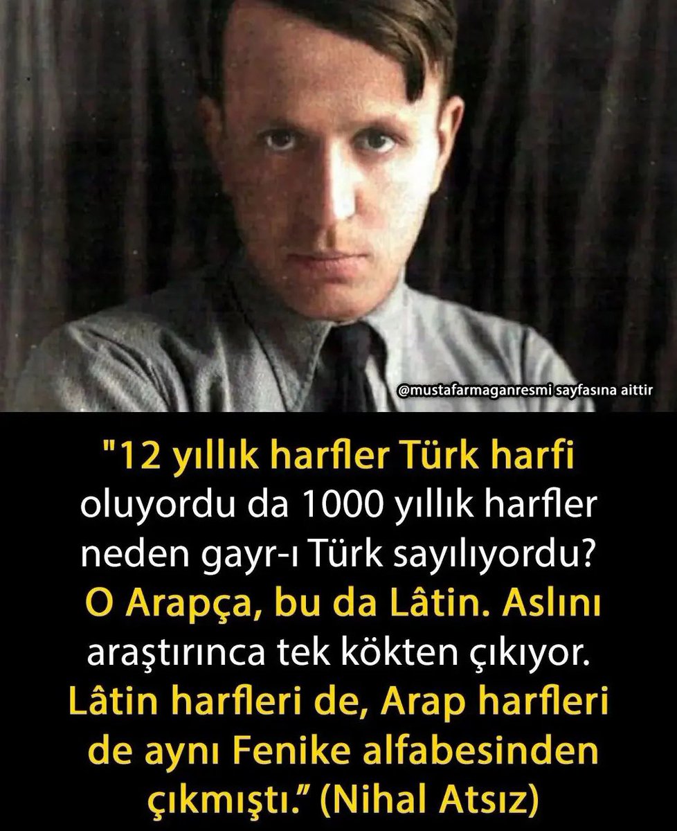 mustafarmagan's tweet photo. Nihal Atsız Kemalist dogmaları derinden sorguluyor:

"12 yıllık harfler Türk harfi oluyordu da 1000 yıllık harfler neden gayr-ı Türk sayılıyordu?" https://t.co/NJglBJno35