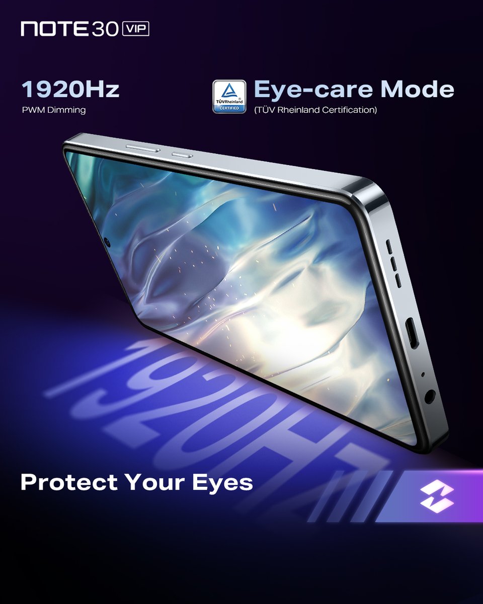 infinixrwanda's tweet image. Protect your eyes with #Note30VIP's 1920Hz PWM Dimming! Say goodbye to eye strain and enjoy a smoother, more comfortable viewing experience!😍