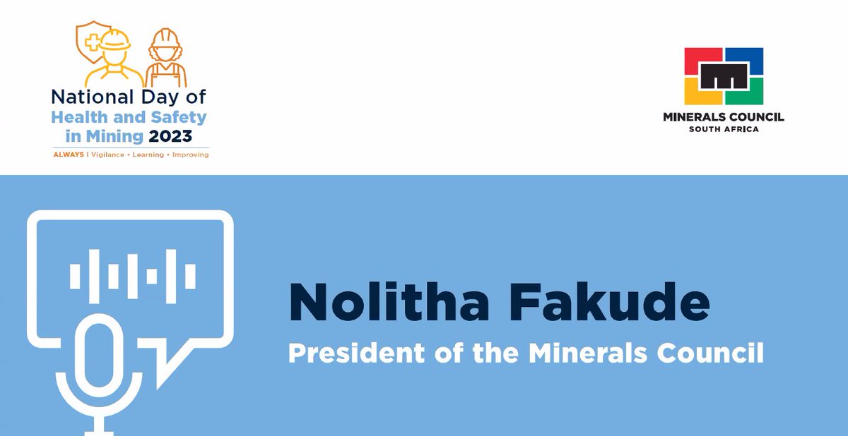 Mine_RSA's tweet photo. “To our social partners for your commitment and consistency – for ensuring we focus on the goal of zero fatalities…Your messages of insight and support are highly valued” -  Nolitha Fakude, President of the Minerals Council
#MakingMiningMatter #HealthAndSafetyMatters https://t.co/cNV5u86S0A