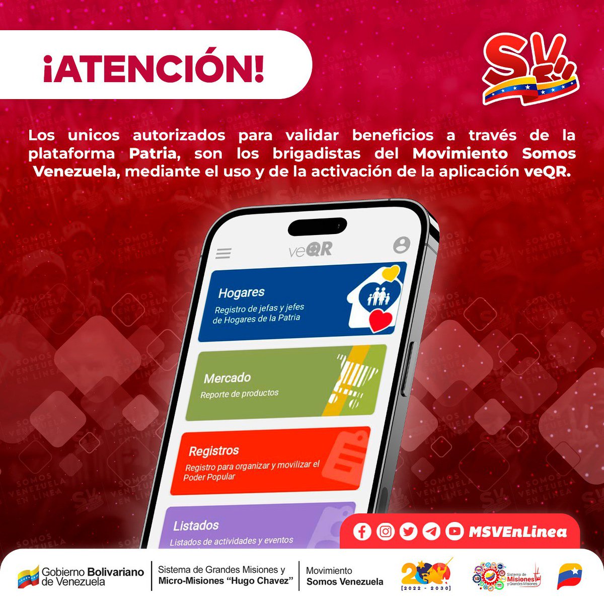 🔔#SabíasQué || El <a href="/MSVEnLinea/">Somos Venezuela | MSVEnLinea</a> y el #SistemaPatria, te recomiendan, no caer en falsas informaciones de cuentas no oficiales y extorsiones de gestores mal intencionados.

#17Ago #SomosVenezuela #VenezuelaEcológica