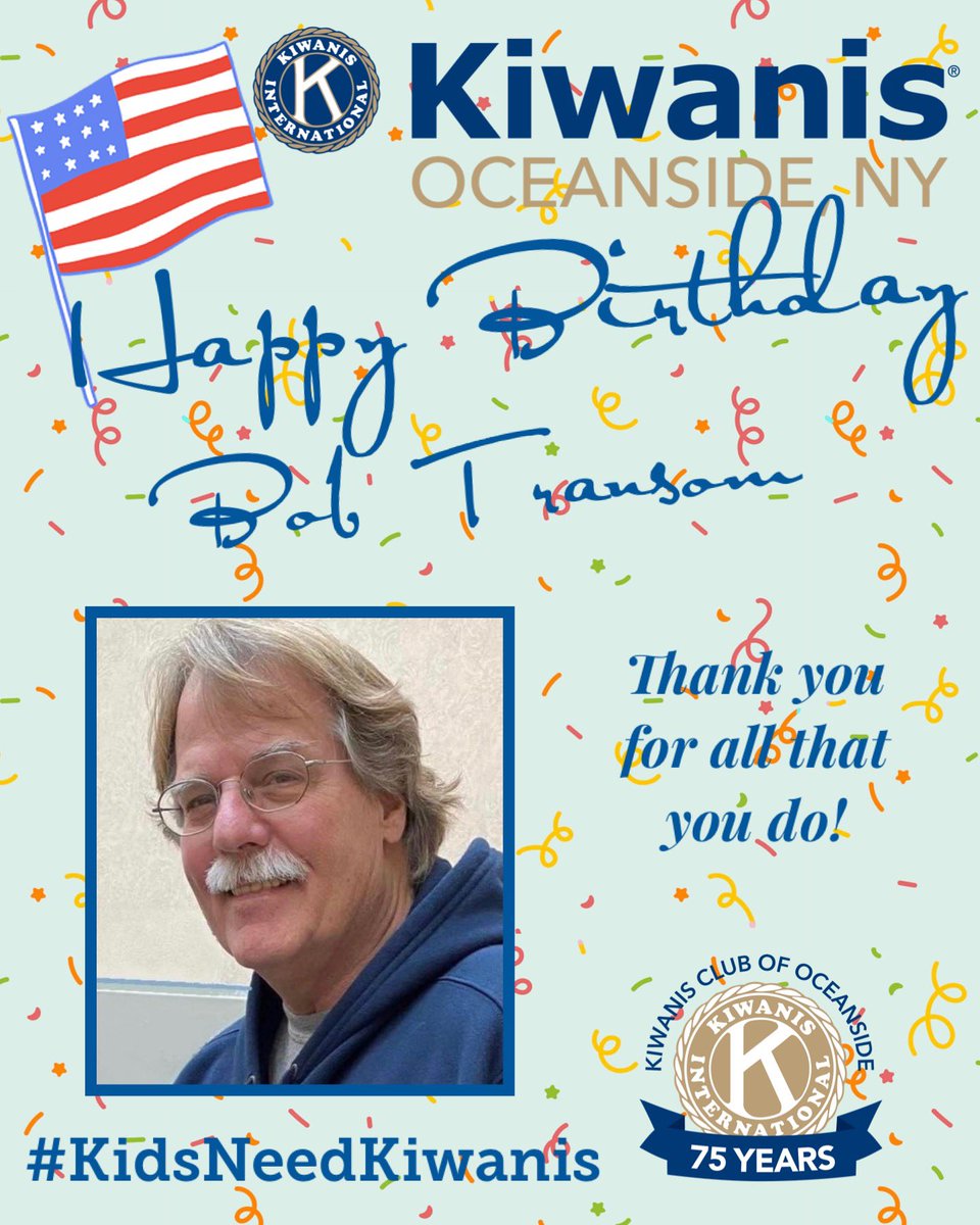 Happy birthday to Oceanside Kiwanis Board Member and Distinguished Past President Robert Transom! Thank you for all that you do!

#KidsNeedKiwanis #KiwanisCares #Oceanside #OceansideNY