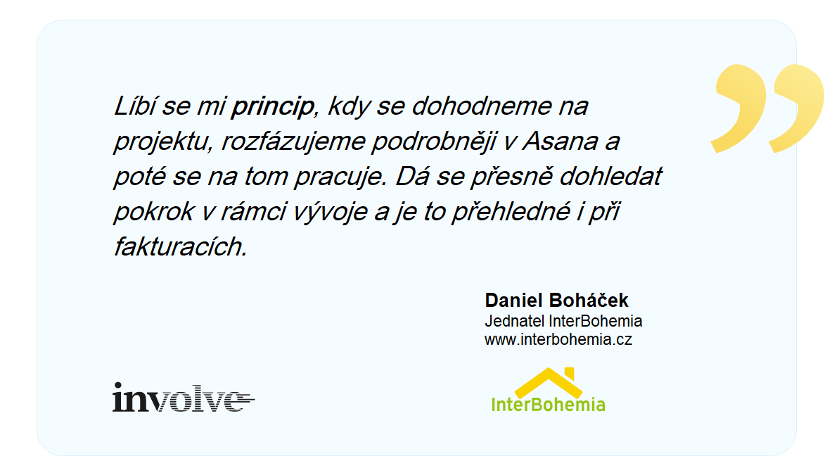 InvolveCz's tweet image. Osobní zkušenost s námi mají i v InterBohemia.cz! 💪
Chcete nás pro vývoj webu vašeho podnikání také? Pojďme si o tom promluvit. 👇
📱 +420 774 000 025
💻 involve.cz