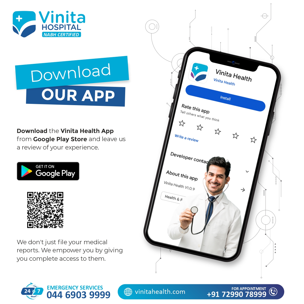VinitaHealth's tweet photo. Download Our App!
We don't just file your medical reports. We empower you by giving you complete access to them.
#googleplaystore #GooglePlay #app #hospitalapp #vinitahealthapp #reviewapp #VinitaHospital #VinitaHealth #besthospital #besthospitalnearme #bestkidneycarehospital https://t.co/VwccGsgiAz