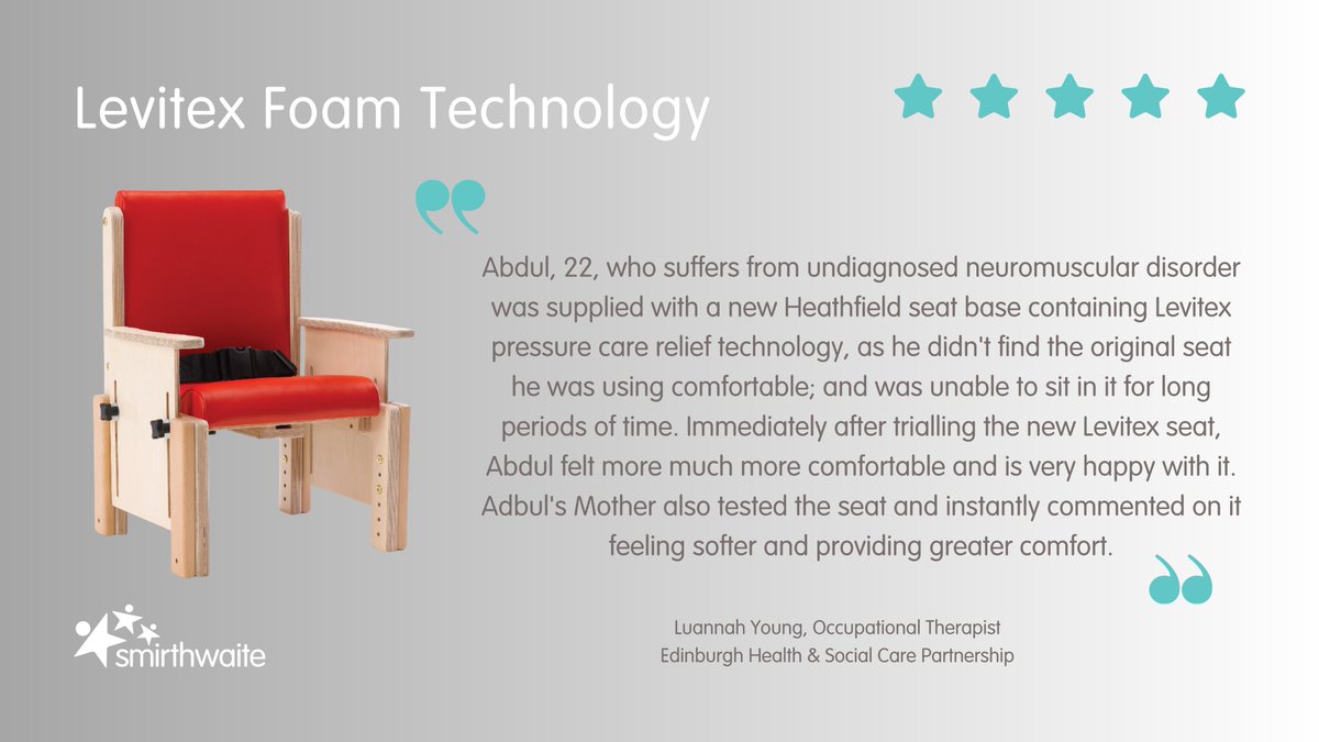 🌟 Take a look at a recent client testimonial of our new pressure care relief technology in partnership with #Levitex that was applied on our #Heathfield postural support chair. Both our client &amp; their Mother were delighted with the new Levitex seat 💗🌟
lnkd.in/euS2W8PR