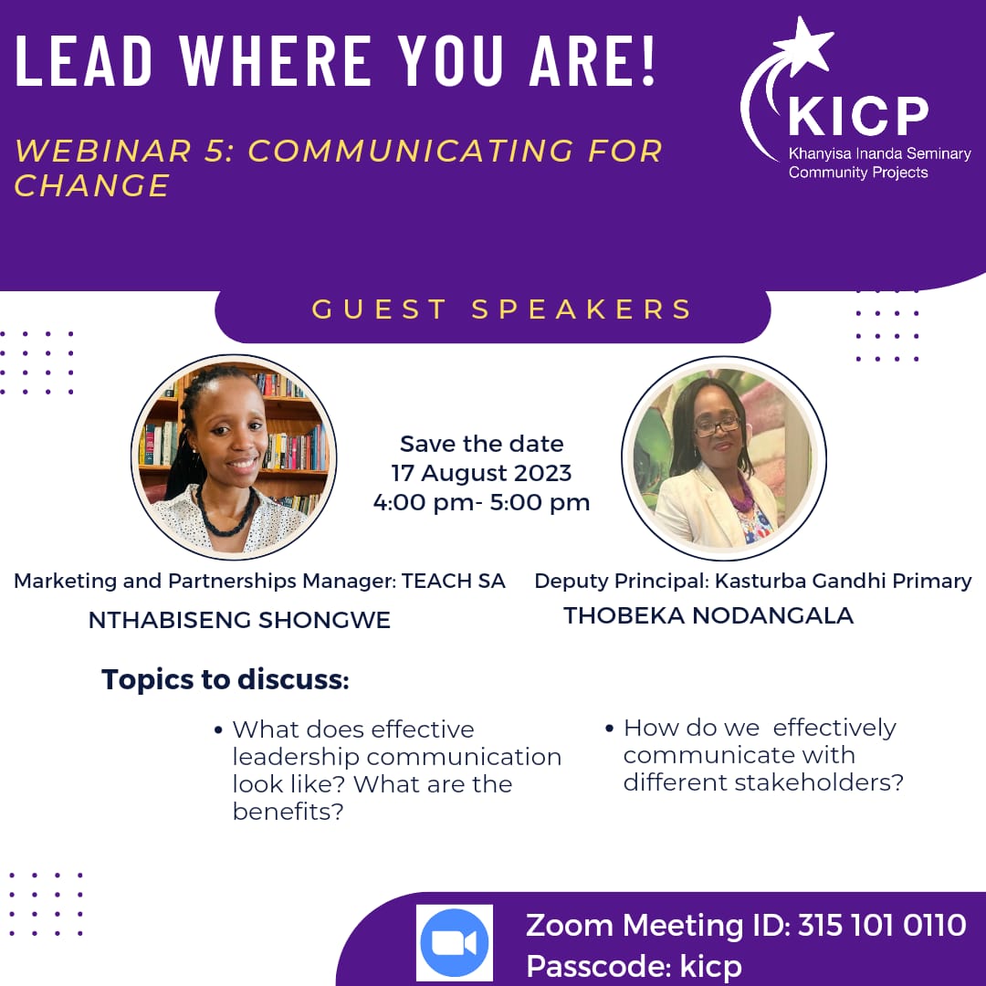 khanyisainanda's tweet photo. Kindly join us today for our LWYA Webinar: Communicating for change.🌎🖱️
.
.
.
.
#KICP
#LWYA https://t.co/3krDT1Zzjl