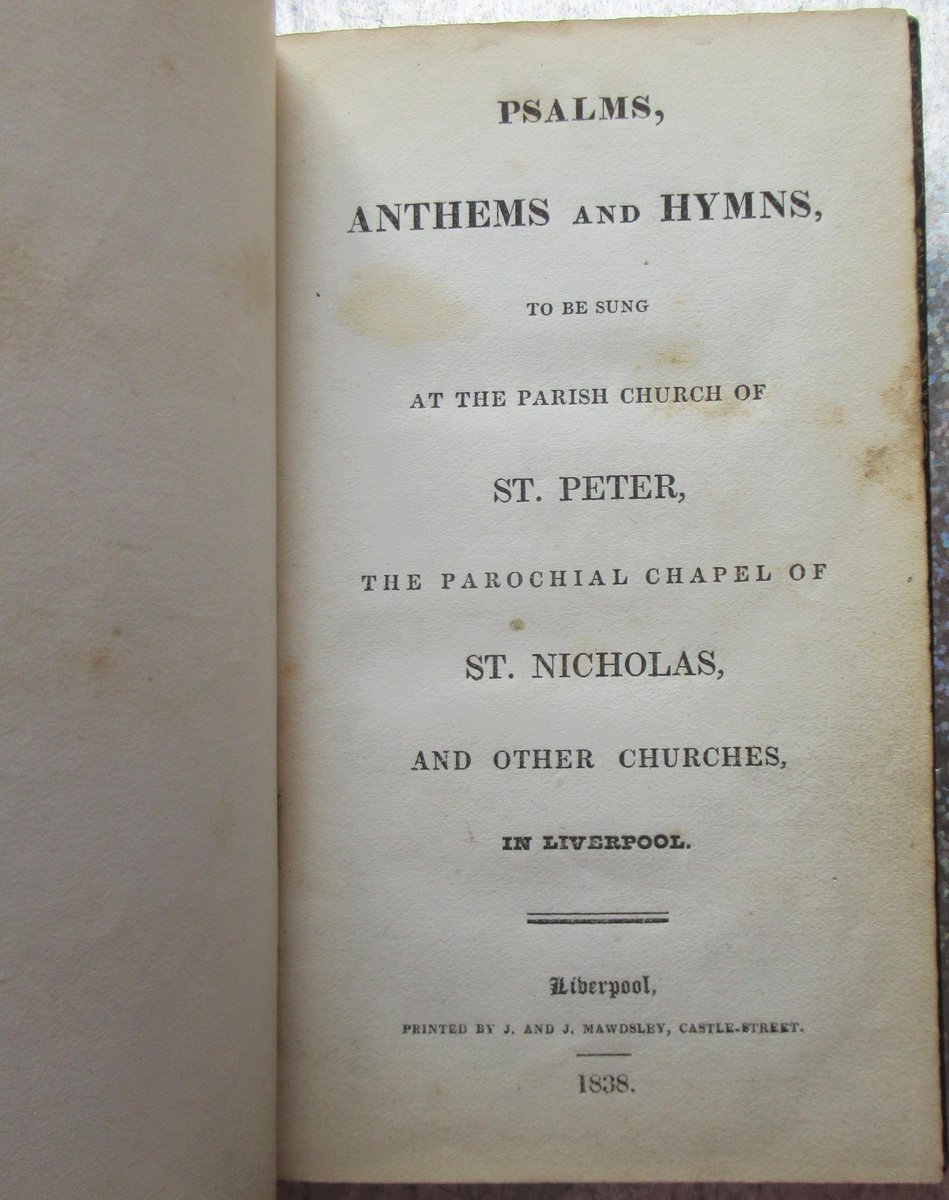 This modest pocket sized hymn book, printed in 1838, once sat in Liverpool’s pro-cathedral, St. Peter’s, which was demolished in 1922 but whose site is still marked. Might obtain some Victorian clothes, go and stand with the book on the spot like a ghost &amp; belt out a few hymns…