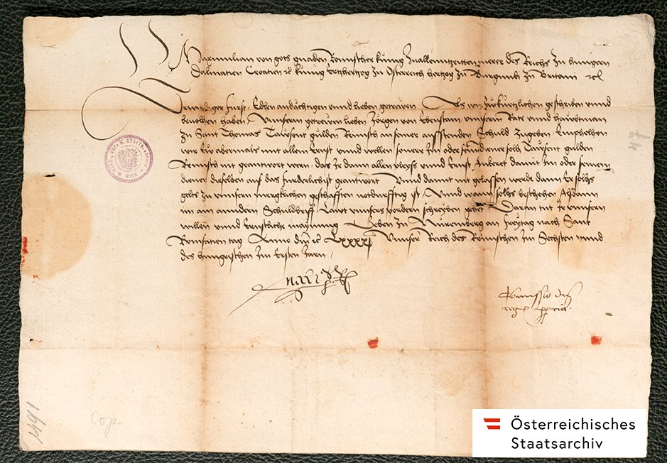 Staatsarchiv's tweet image. Gute Nachrichten! Die Dokumentenserie „Maximiliana“ ist seit dem letzten Jahr komplett verzeichnet. Nun sind die rund 13.500 Einzelstücke dieses zentralen Bestandes auch vollständig digital über unser Archivinformationssystem abrufbar. Mehr dazu: oesta.gv.at/veroeffentlich…